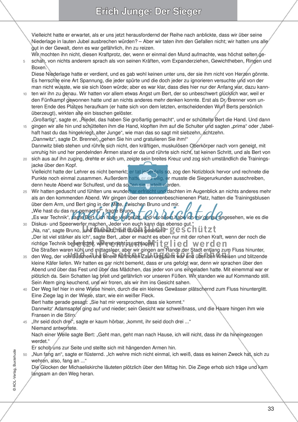 Kurzgeschichten - Binnendifferenzung: "Erich Junge: Der Sieger" - Einführung + Lesetext + Aufgaben Preview 5