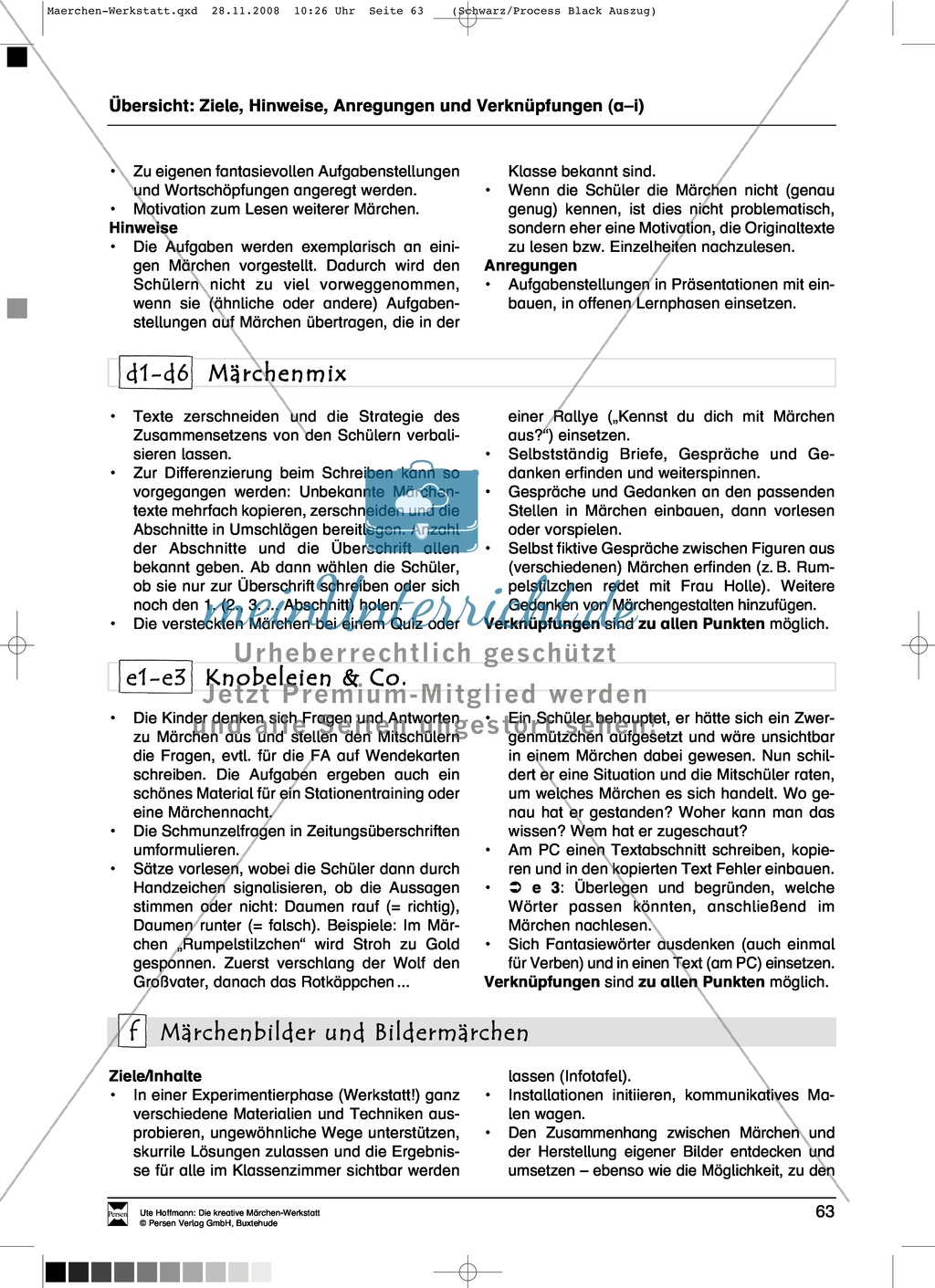 Märchenbilder und Bildermärchen: Ziele und Anregungen, Arbeitsblätter Preview 1