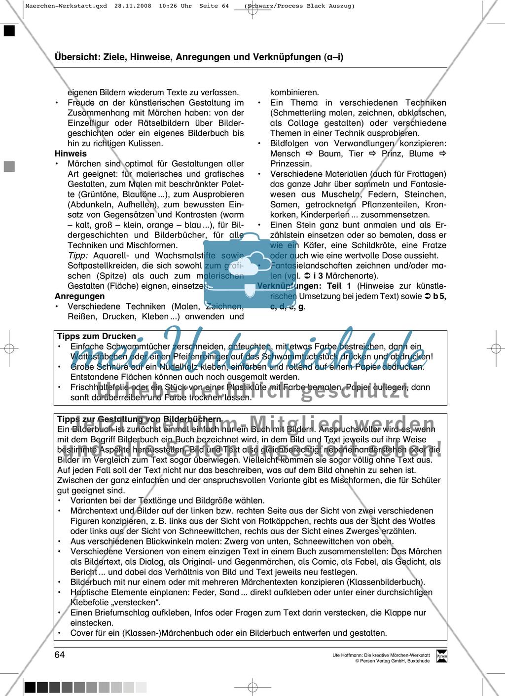 Märchenbilder und Bildermärchen: Ziele und Anregungen, Arbeitsblätter Preview 2