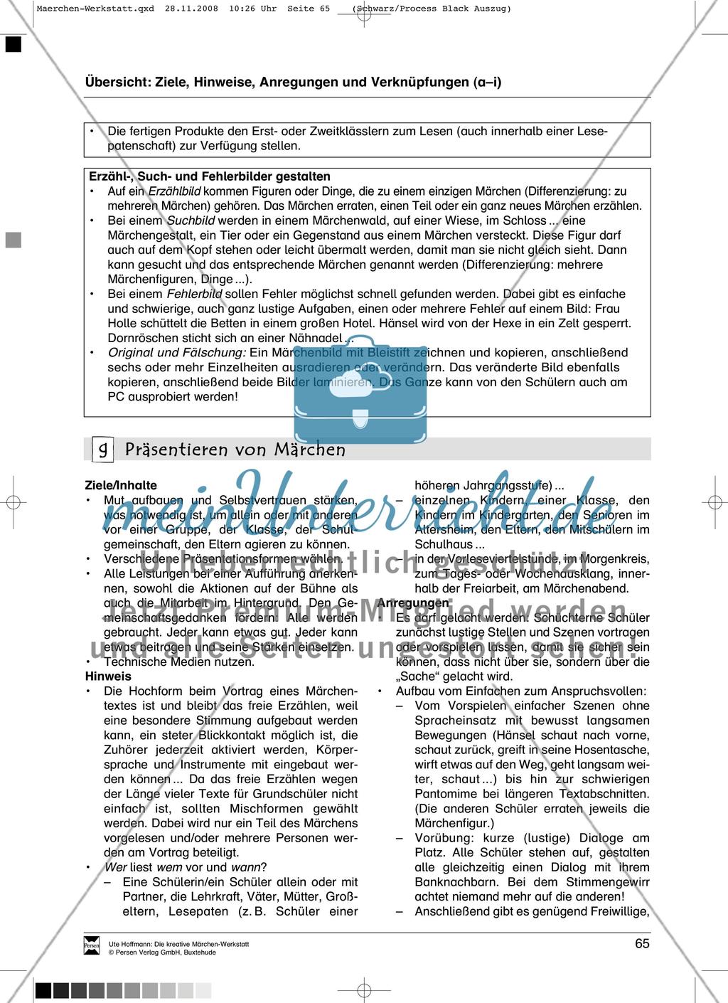 Märchenbilder und Bildermärchen: Ziele und Anregungen, Arbeitsblätter Preview 3