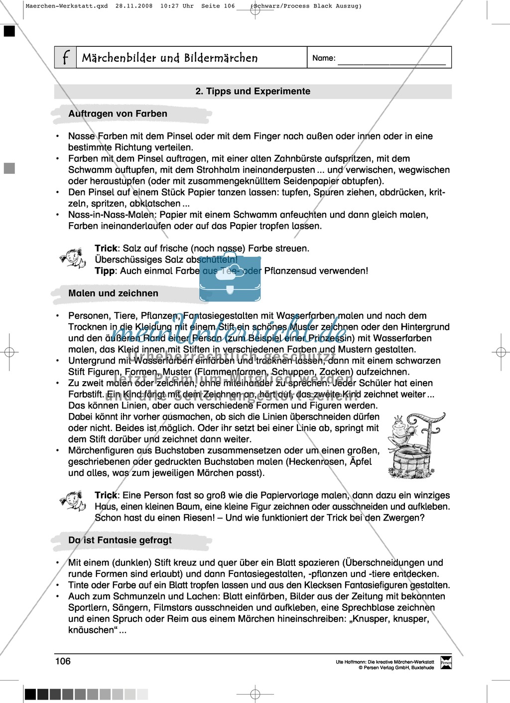 Märchenbilder und Bildermärchen: Ziele und Anregungen, Arbeitsblätter Preview 5