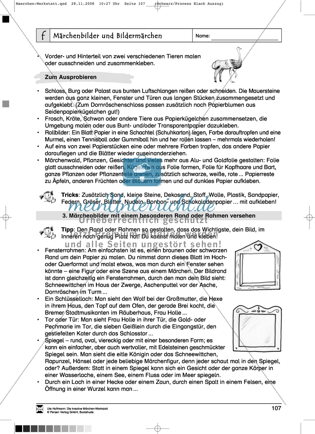 Märchenbilder und Bildermärchen: Ziele und Anregungen, Arbeitsblätter Preview 6