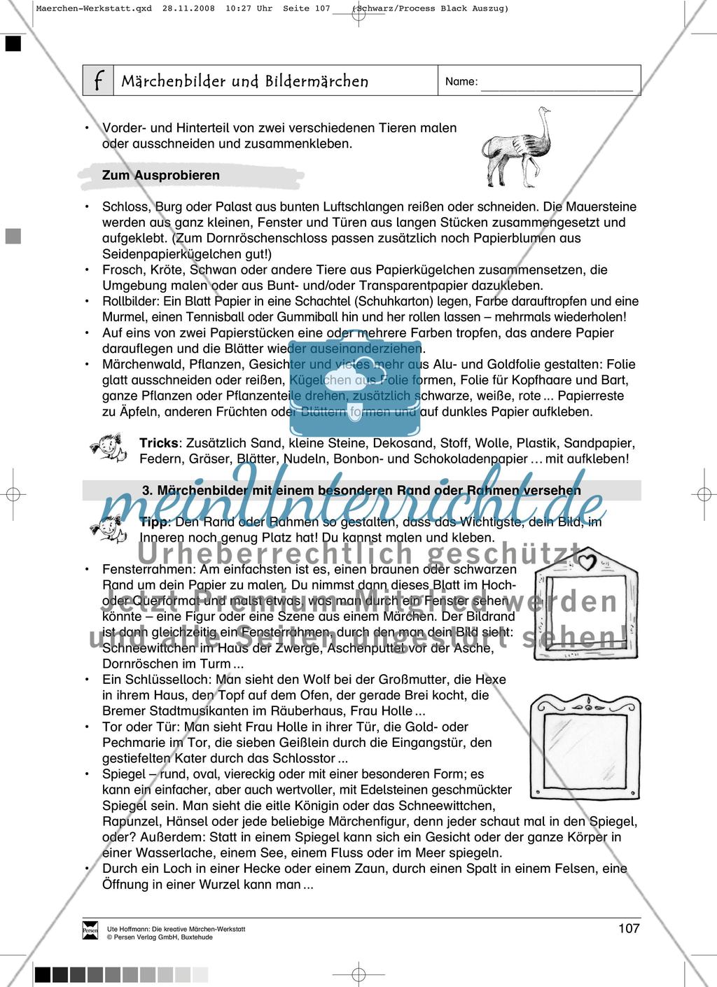 Märchenbilder und Bildermärchen: Ziele und Anregungen, Arbeitsblätter Preview 6