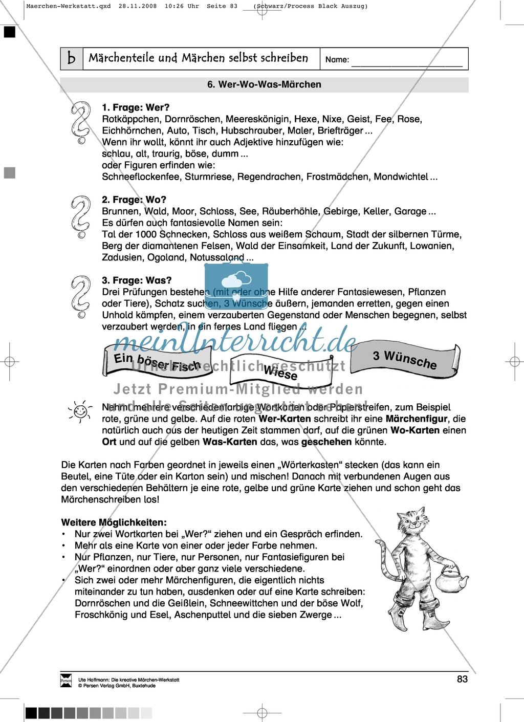 Märchenteile und Märchen selbst schreiben: Ziele und Anregungen, Arbeitsblätter Preview 15