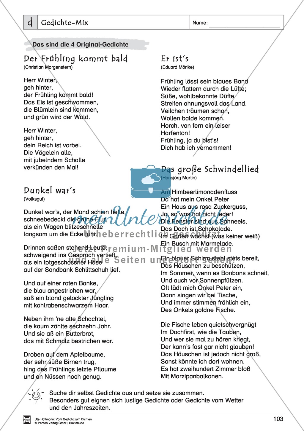 Lyrische Texte - Gedichte schreiben und gestalten: "Gedichte-Mix" + Einführung Preview 4
