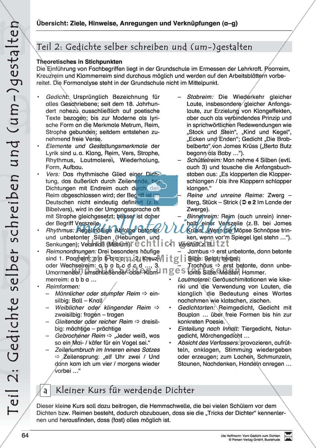 Lyrische Texte - Gedichte schreiben und gestalten: