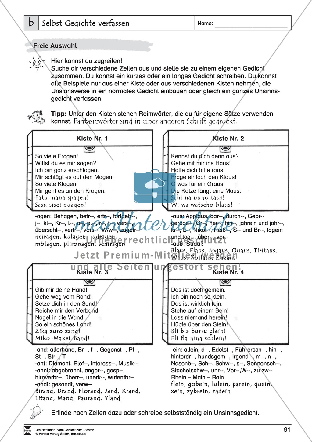 Lyrische Texte - Gedichte schreiben und gestalten: