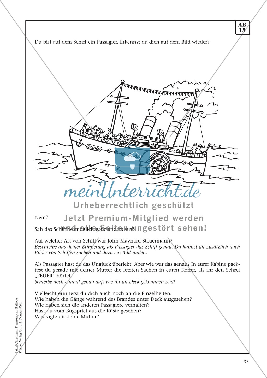 Fontanes "John Maynard": Balladentext und Aufgaben Preview 3