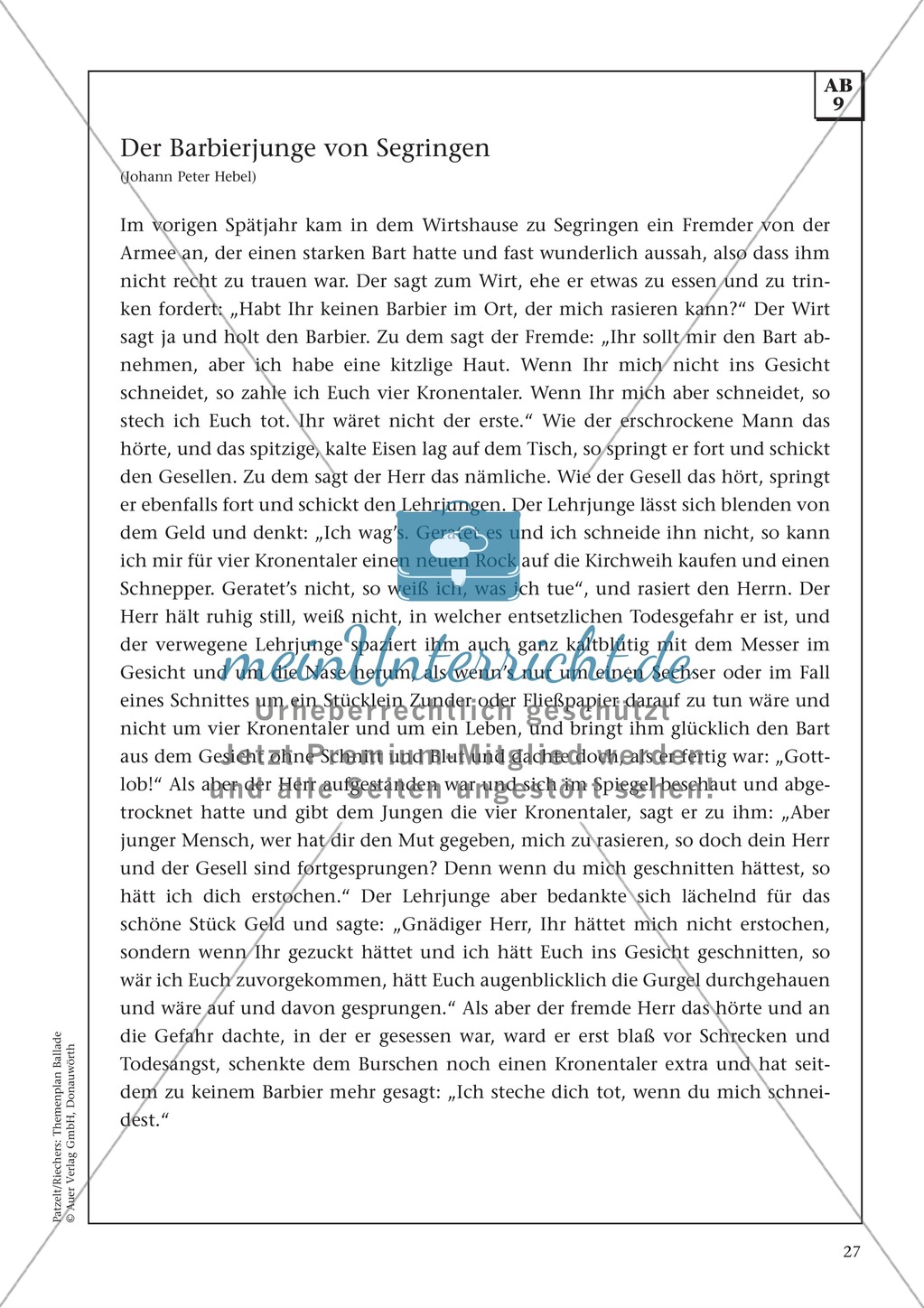 Balladen im Deutschunterricht: Themenplan inkl. Material (komplett) Preview 14