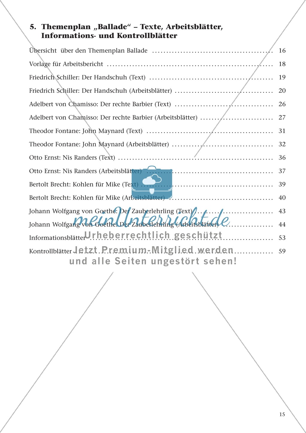 Balladen im Deutschunterricht: Themenplan inkl. Material (komplett) Preview 2