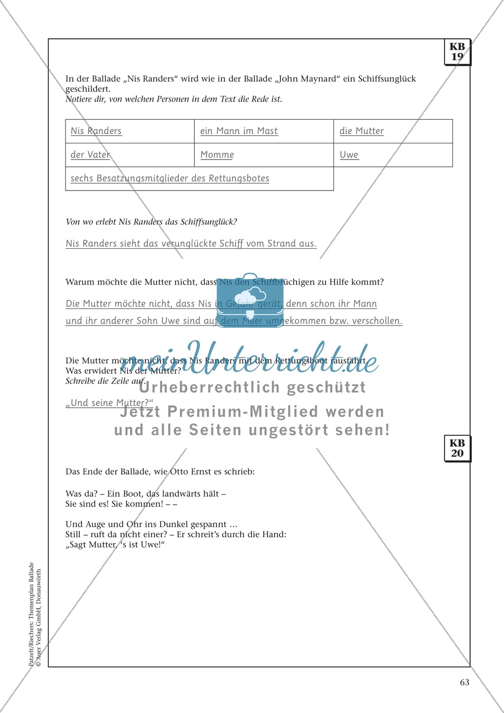 Balladen im Deutschunterricht: Themenplan inkl. Material (komplett) Preview 50