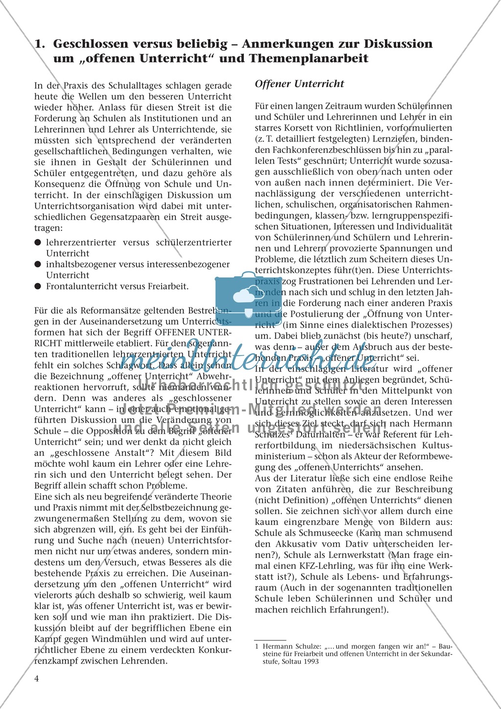 Offener Unterricht und Themenplanarbeit: fachdidaktischer Beitrag Preview 1