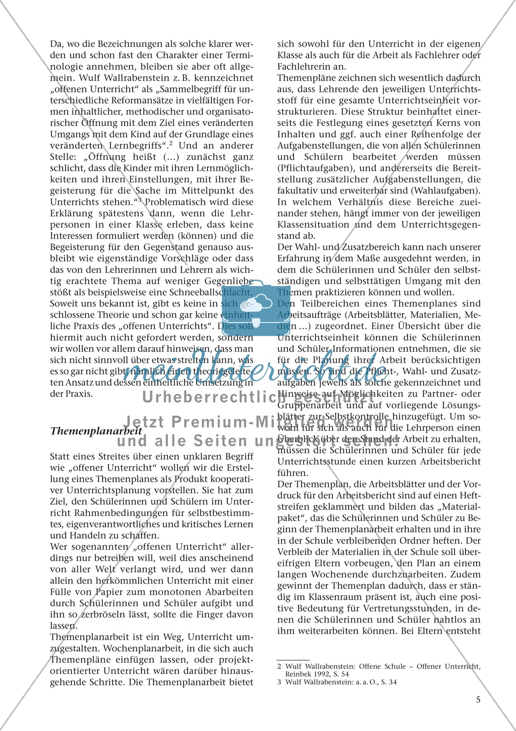 Offener Unterricht und Themenplanarbeit: fachdidaktischer Beitrag Preview 2