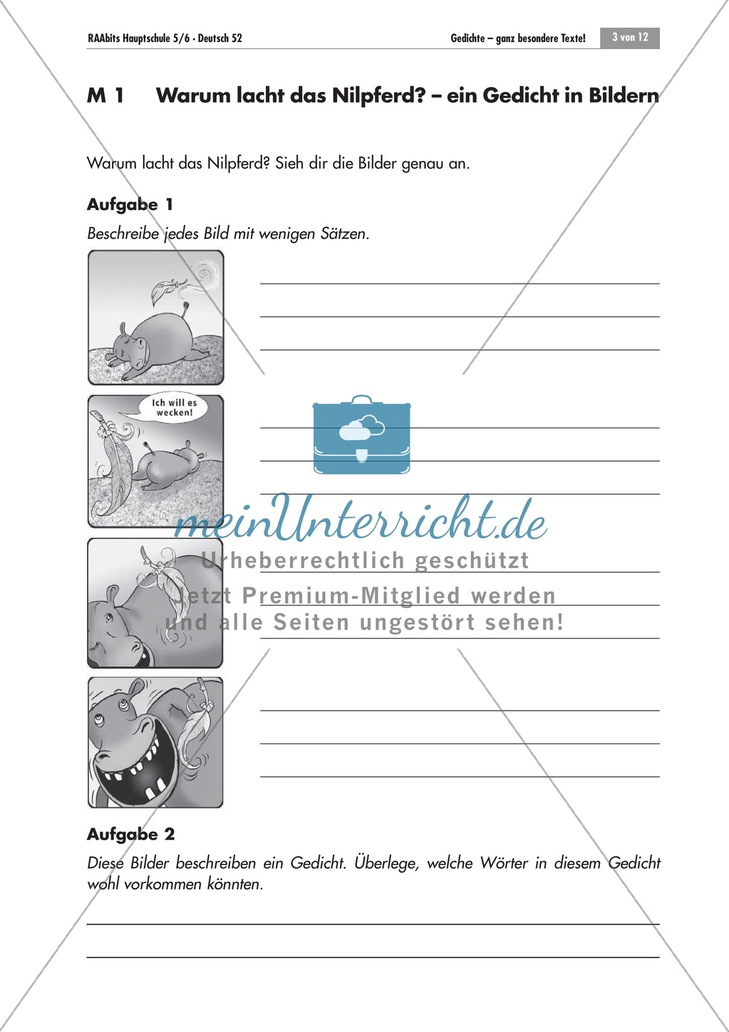 Lyrik: Ein Gedicht in Bildern darstellen. Mit Aufgaben und Lösungen. Preview 2