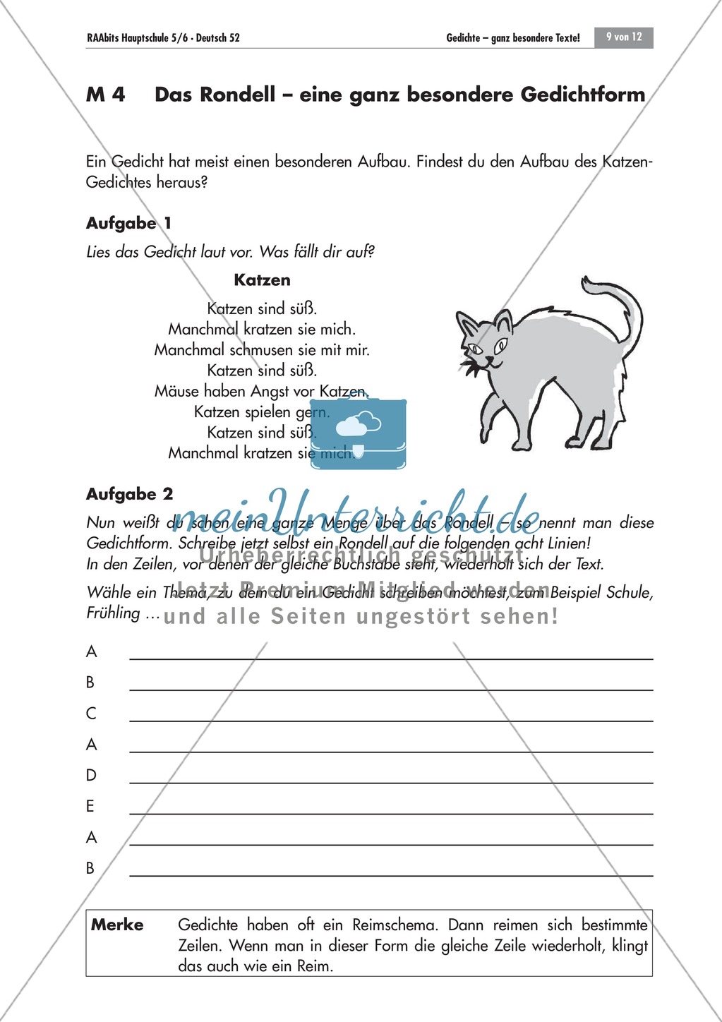 Besondere Gedichtform - das Rondell. Mit Aufgaben und Lösungen. Preview 1
