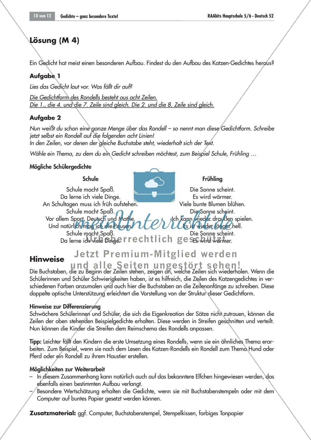 Besondere Gedichtform - das Rondell. Mit Aufgaben und Lösungen. Preview 2