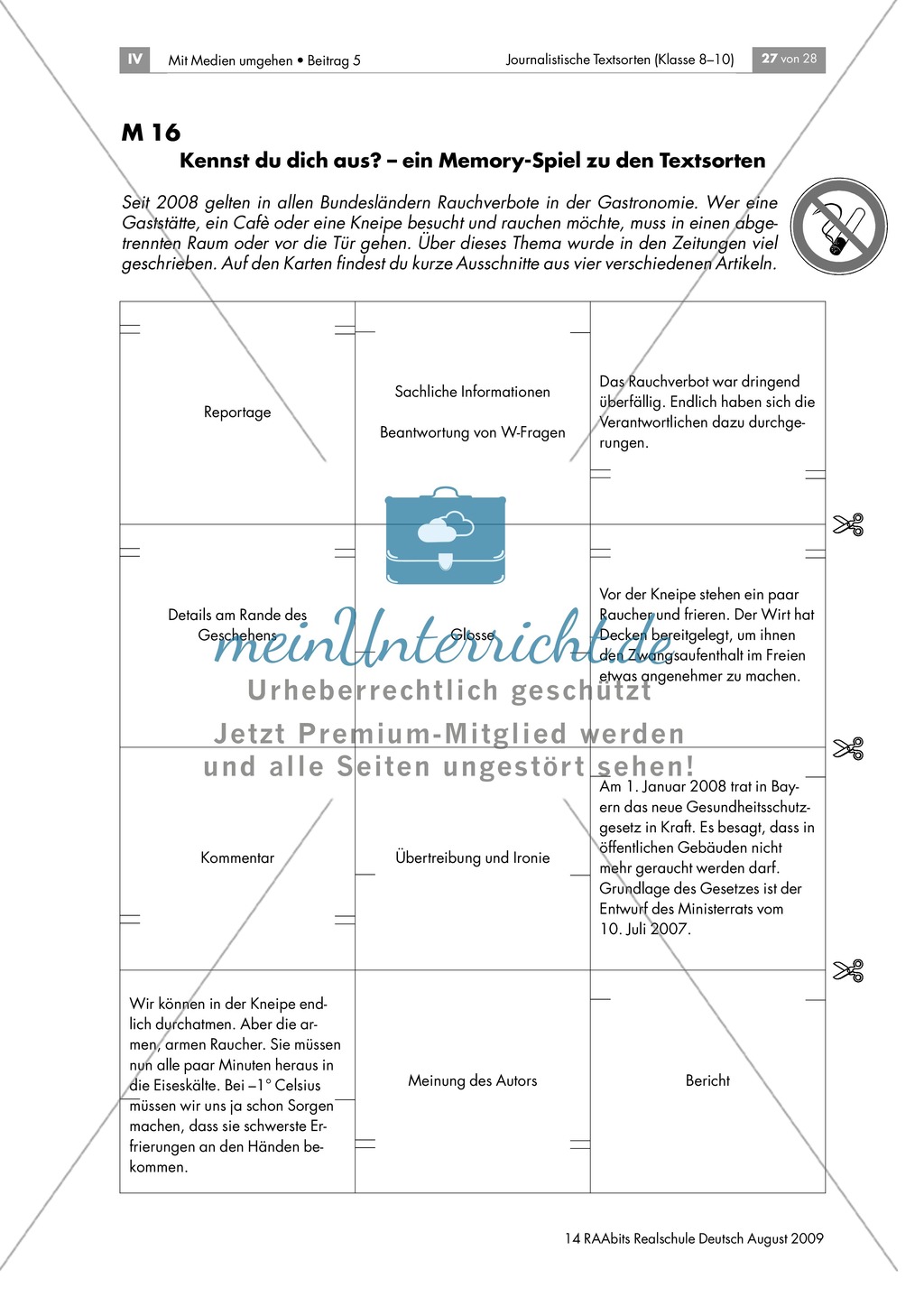 Memory-Spiel zu den Textsorten: Spielmaterial + Hinweise: Material einzeln Preview 2