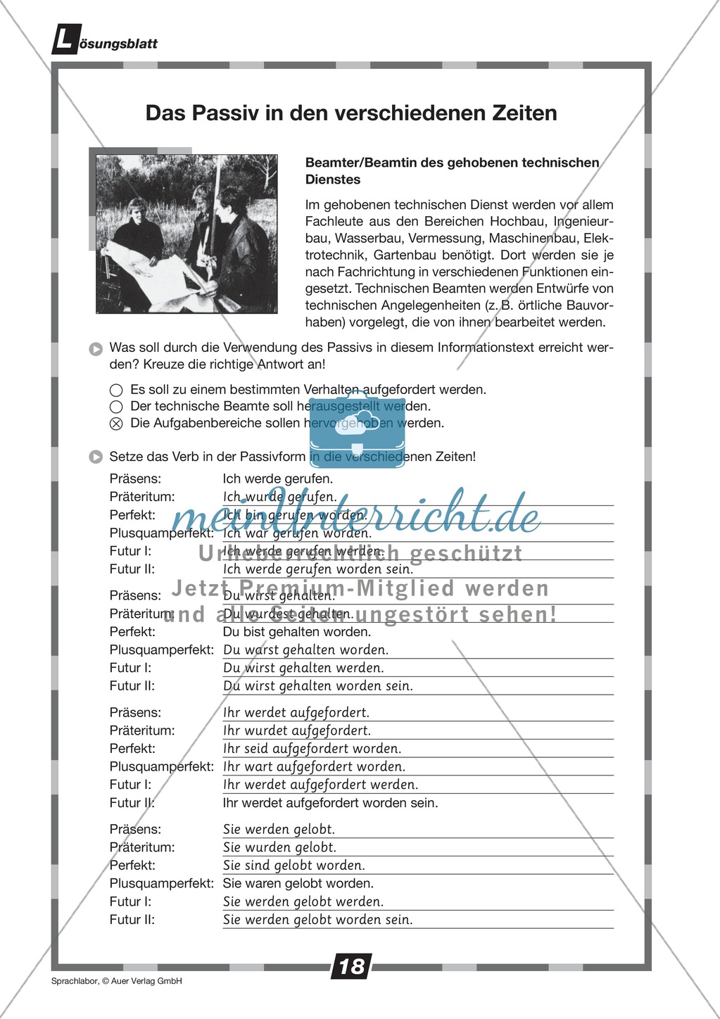 Das Passiv in den verschiedenen Zeiten: Übungen + Lösungen Preview 2
