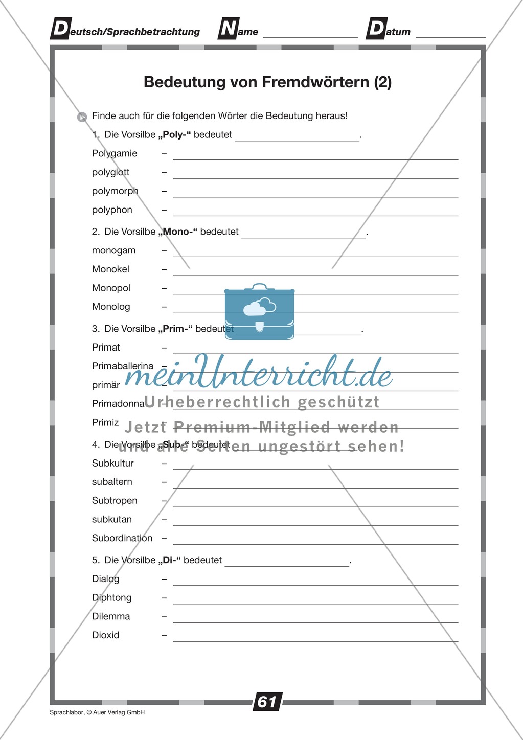 Die Bedeutung von Fremdwörtern: Übungen + Lösungen Preview 3