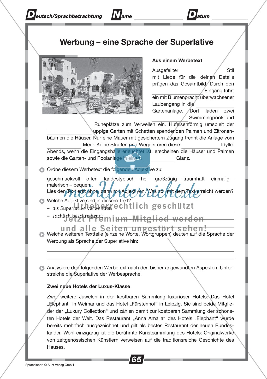 Werbung - Sprache der Superlative: Übungen + Lösungen Preview 1