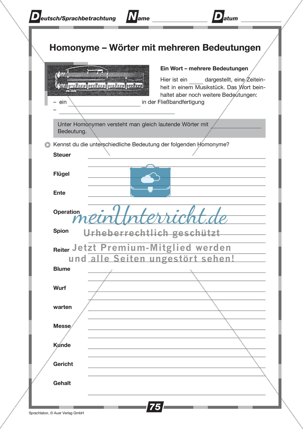 Homonyme verwenden: Übung + Lösung Preview 1