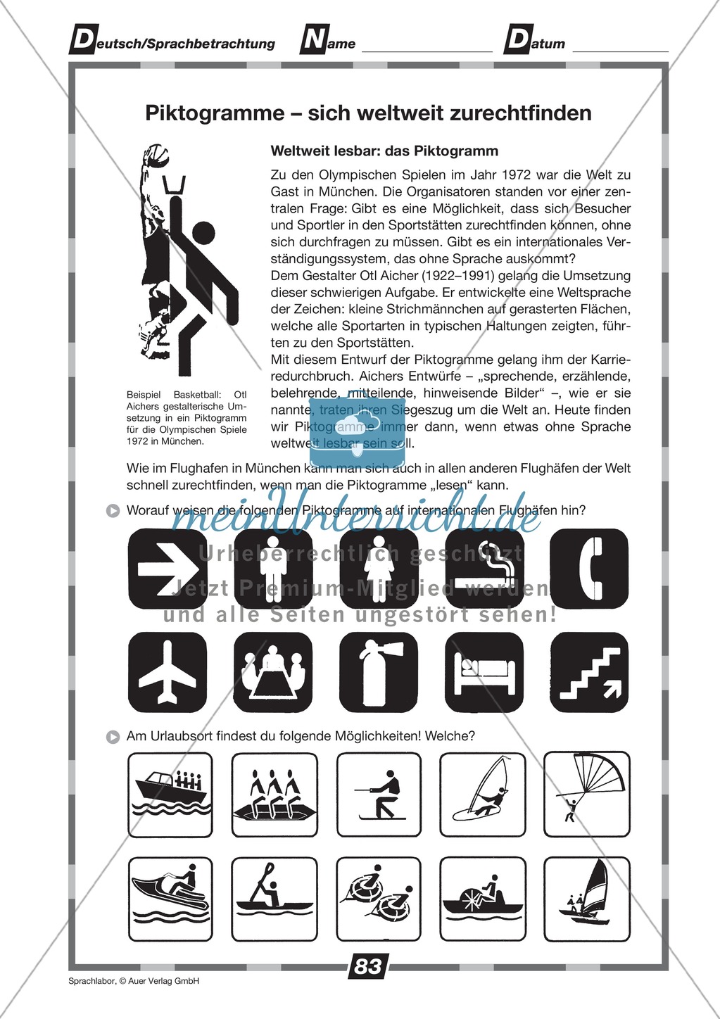 Piktogramme erkennen: Übungen + Lösungen Preview 1