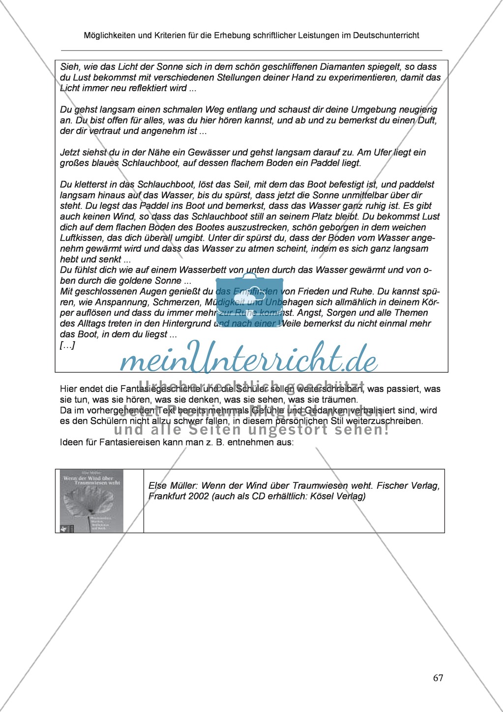 Möglichkeiten und Kriterien für die Erhebung schriftlicher Leistungen im Deutschunterricht: Weitere ausgewählte Schreibformen - Kreatives Schreiben Preview 10