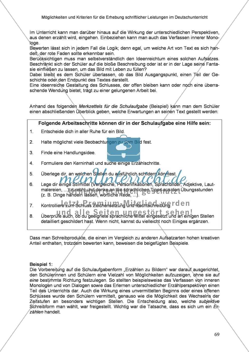 Möglichkeiten und Kriterien für die Erhebung schriftlicher Leistungen im Deutschunterricht: Weitere ausgewählte Schreibformen - Kreatives Schreiben Preview 12