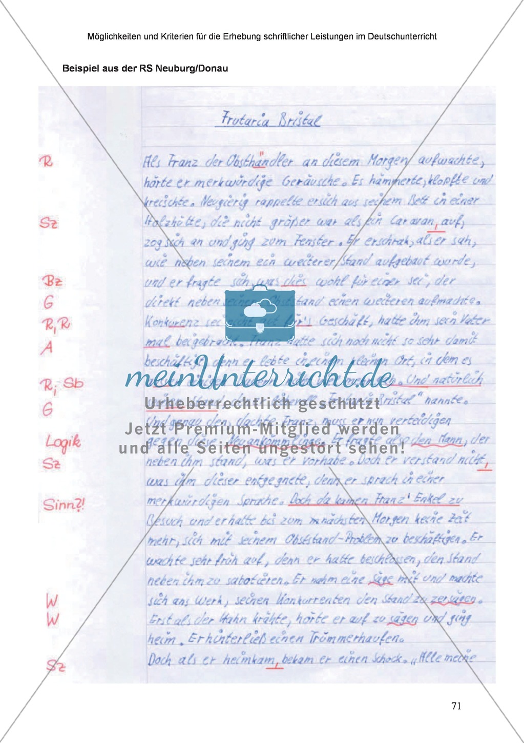 Möglichkeiten und Kriterien für die Erhebung schriftlicher Leistungen im Deutschunterricht: Weitere ausgewählte Schreibformen - Kreatives Schreiben Preview 14