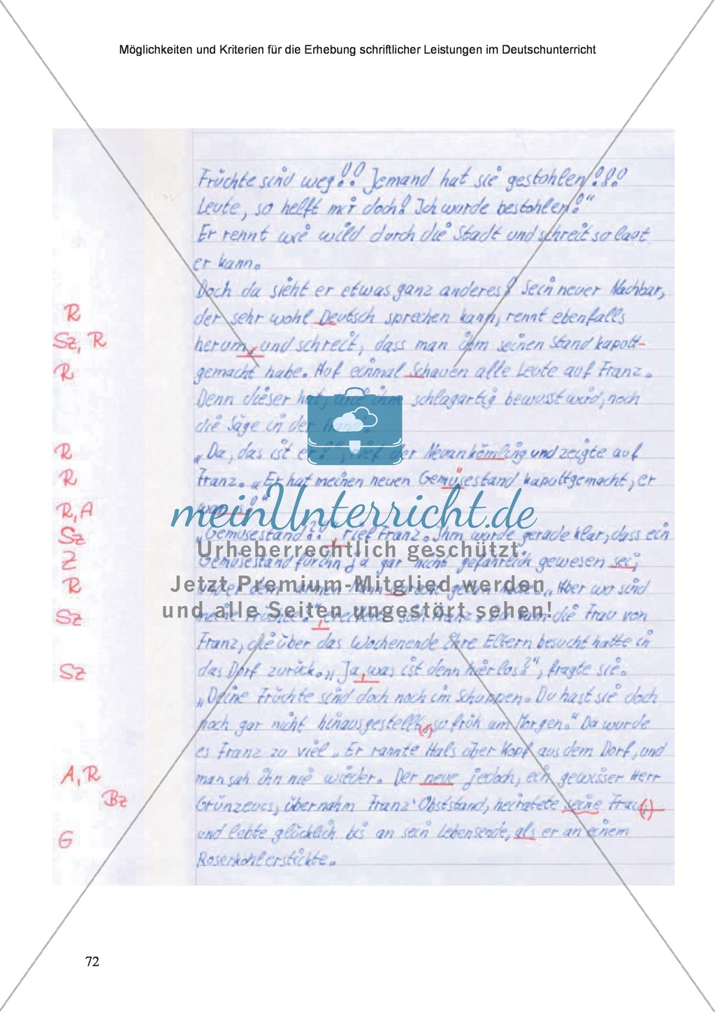 Möglichkeiten und Kriterien für die Erhebung schriftlicher Leistungen im Deutschunterricht: Weitere ausgewählte Schreibformen - Kreatives Schreiben Preview 15