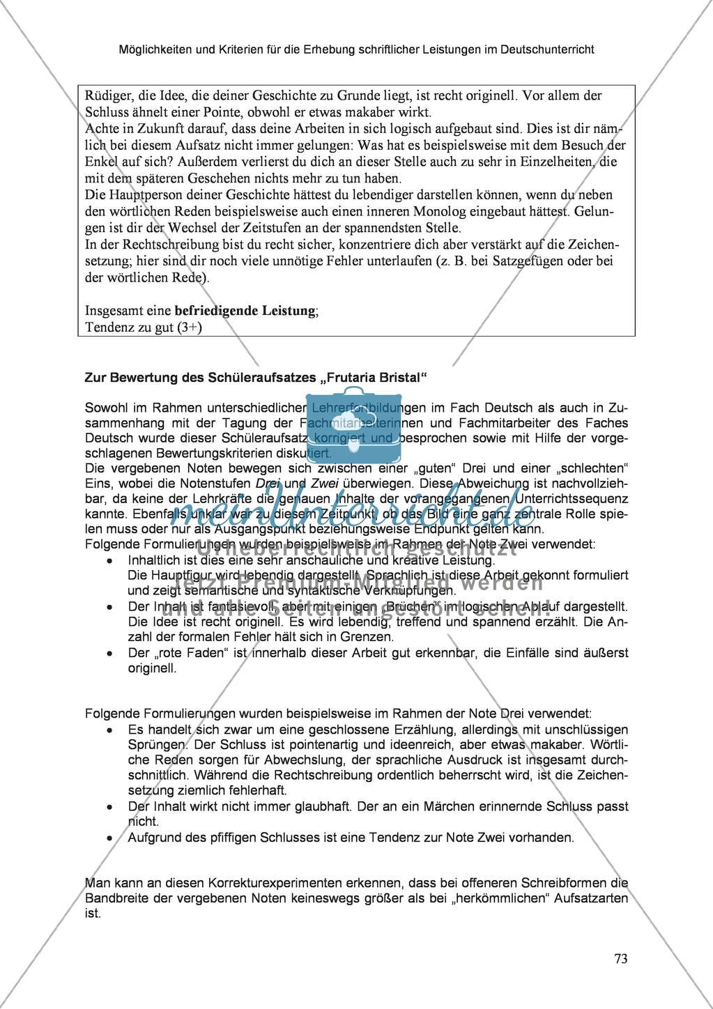 Möglichkeiten und Kriterien für die Erhebung schriftlicher Leistungen im Deutschunterricht: Weitere ausgewählte Schreibformen - Kreatives Schreiben Preview 16