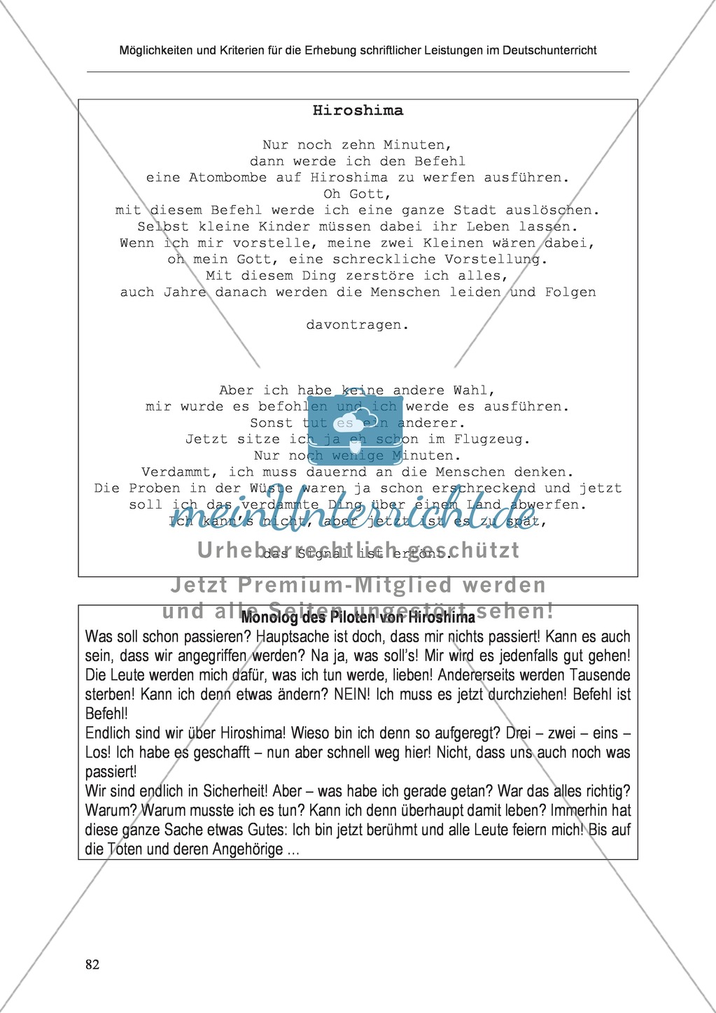 Möglichkeiten und Kriterien für die Erhebung schriftlicher Leistungen im Deutschunterricht: Weitere ausgewählte Schreibformen - Kreatives Schreiben Preview 25