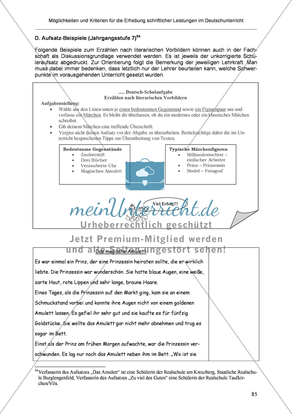 Möglichkeiten und Kriterien für die Erhebung schriftlicher Leistungen im Deutschunterricht: Weitere ausgewählte Schreibformen - Kreatives Schreiben Preview 28