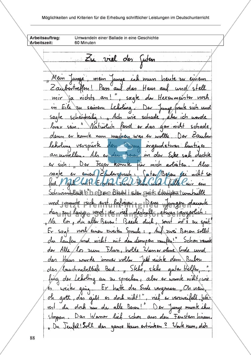 Möglichkeiten und Kriterien für die Erhebung schriftlicher Leistungen im Deutschunterricht: Weitere ausgewählte Schreibformen - Kreatives Schreiben Preview 31