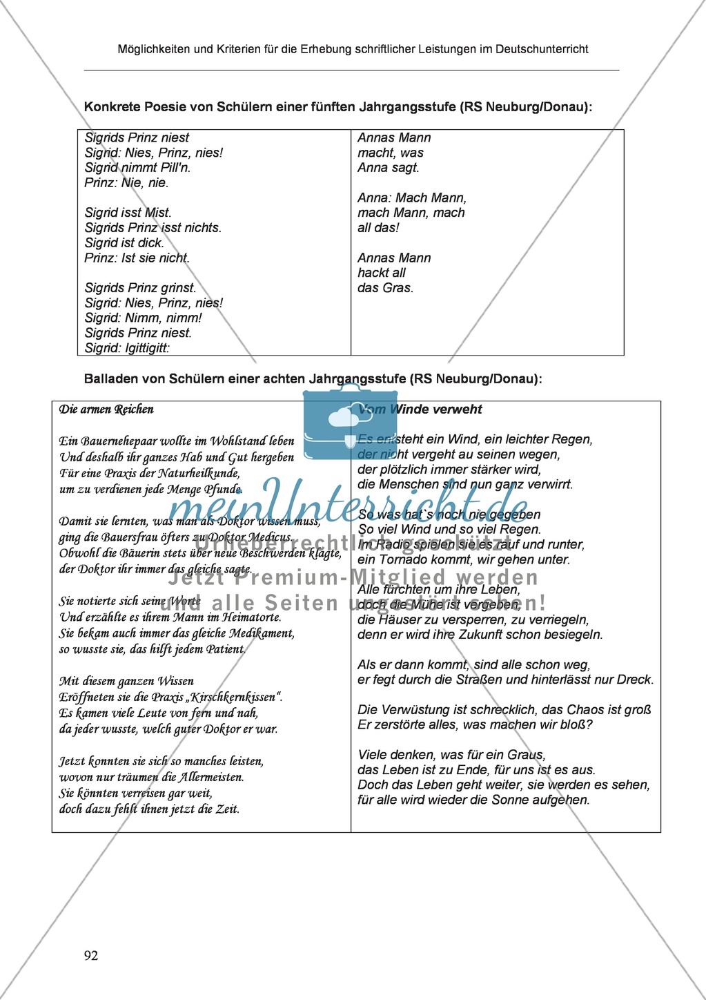 Möglichkeiten und Kriterien für die Erhebung schriftlicher Leistungen im Deutschunterricht: Weitere ausgewählte Schreibformen - Kreatives Schreiben Preview 35