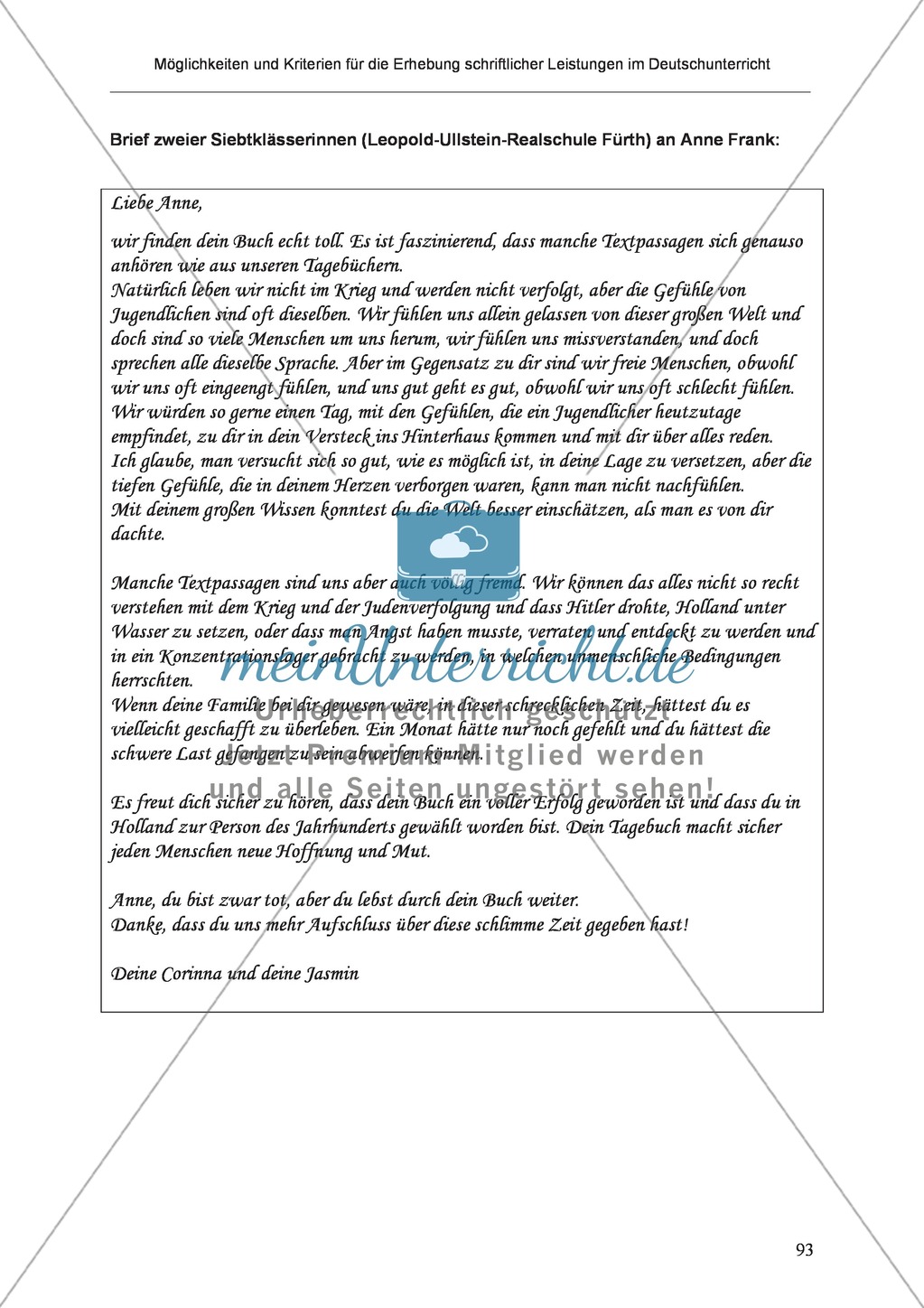 Möglichkeiten und Kriterien für die Erhebung schriftlicher Leistungen im Deutschunterricht: Weitere ausgewählte Schreibformen - Kreatives Schreiben Preview 36
