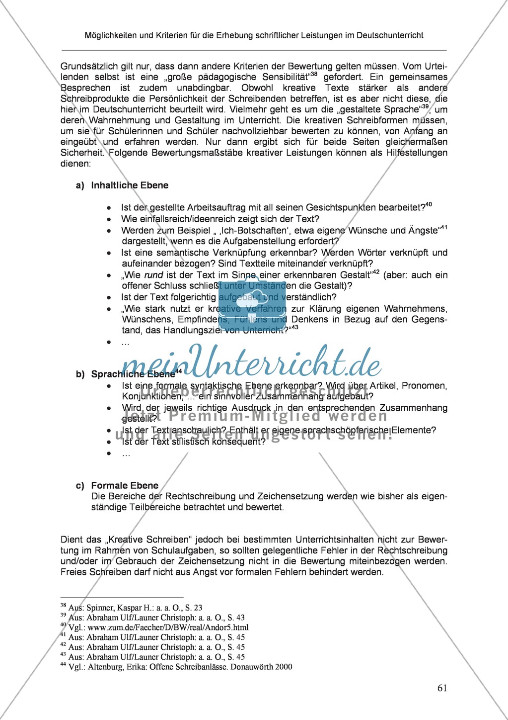 Möglichkeiten und Kriterien für die Erhebung schriftlicher Leistungen im Deutschunterricht: Weitere ausgewählte Schreibformen - Kreatives Schreiben Preview 4
