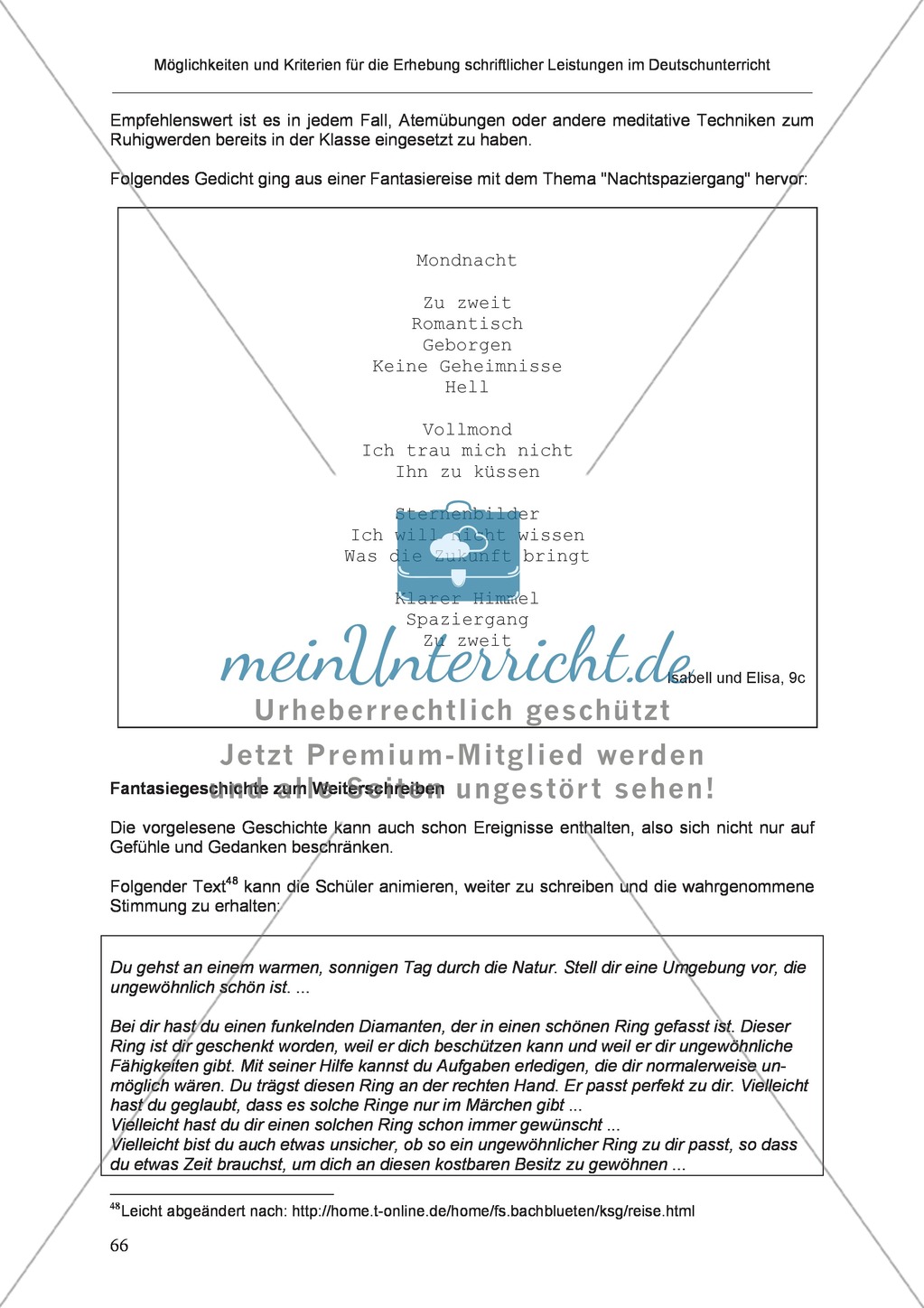 Möglichkeiten und Kriterien für die Erhebung schriftlicher Leistungen im Deutschunterricht: Weitere ausgewählte Schreibformen - Kreatives Schreiben Preview 9