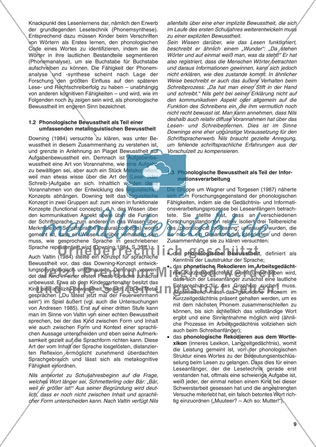 Was ist phonologische Bewusstheit?: Informationstext Preview 2