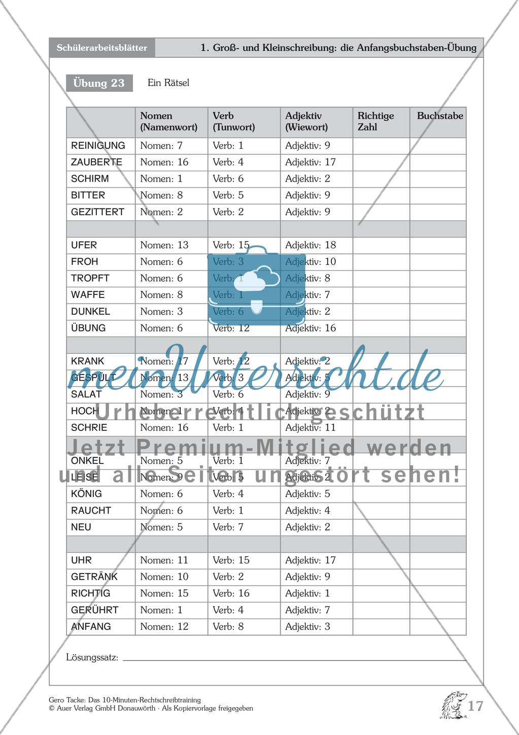 Groß- und Kleinschreibung - Wortartenätsel: Arbeitsblatt + Erläuterung Preview 1