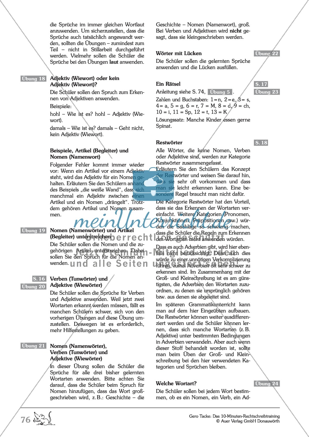 Groß- und Kleinschreibung - Wortartenätsel: Arbeitsblatt + Erläuterung Preview 2