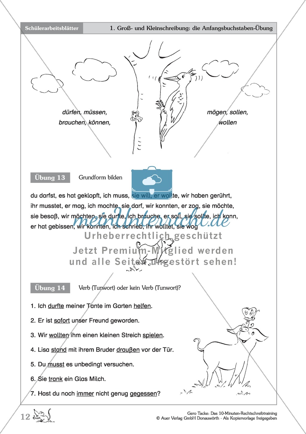 Groß- und Kleinschreibung - Verben: Arbeitsblatt + Erläuterung Preview 1