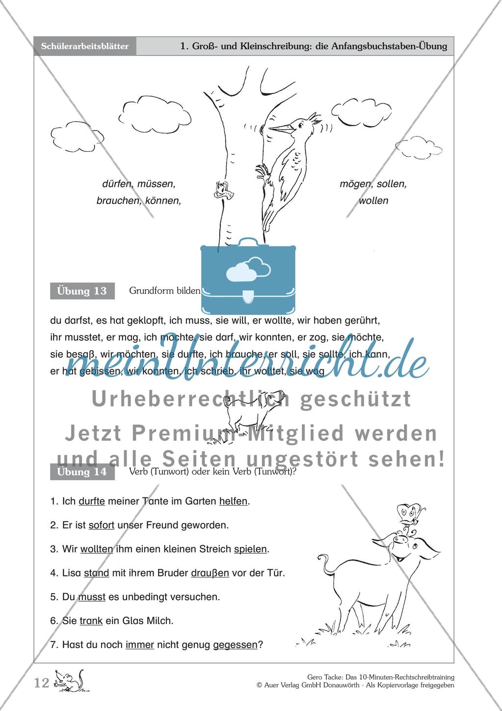 Groß- und Kleinschreibung - Verben: Arbeitsblatt + Erläuterung Preview 1
