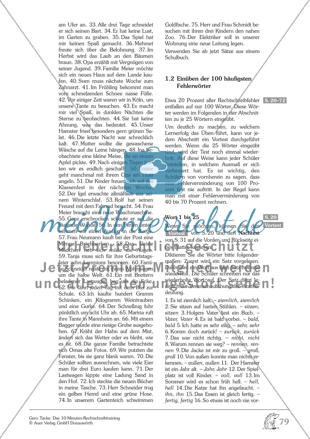 Einüben der 100 häufigsten Fehlerwörter - Wort 1 bis 25: Vortest + Erläuterung Preview 2