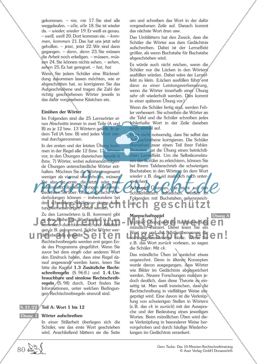 Einüben der 100 häufigsten Fehlerwörter - Wort 1 bis 25: Vortest + Erläuterung Preview 3
