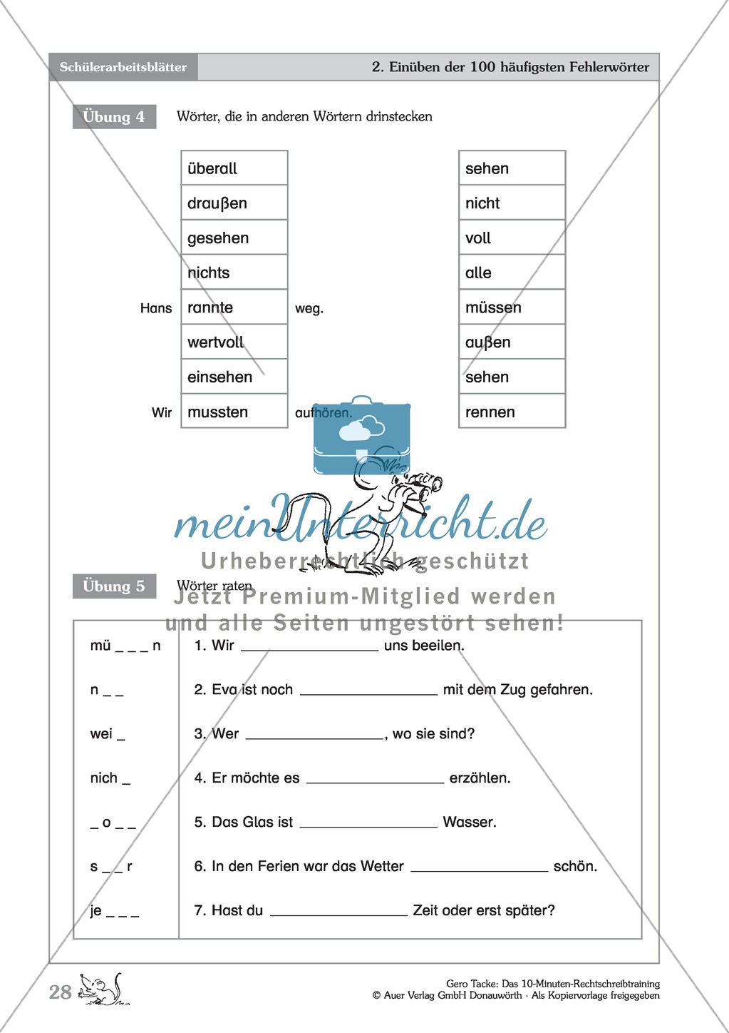 Einüben der 100 häufigsten Fehlerwörter - Wort 13-25: Arbeitsblätter + Erläuterung Preview 4