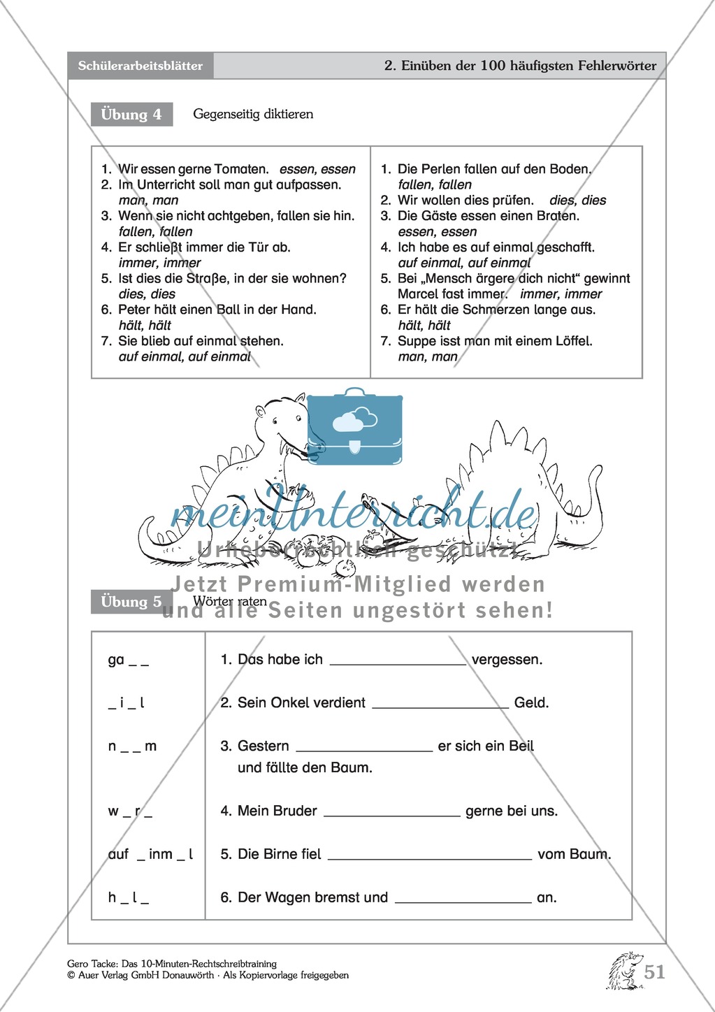 Einüben der 100 häufigsten Fehlerwörter - Wort 51-62: Arbeitsblätter + Erläuterung Preview 5