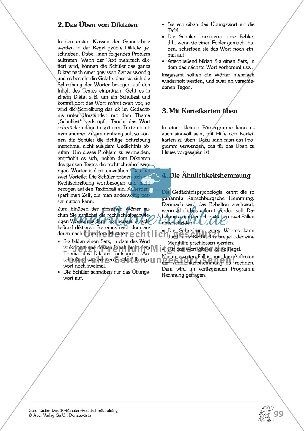 Üben mit Diktaten und Karteikarten: Informationstext Preview 1