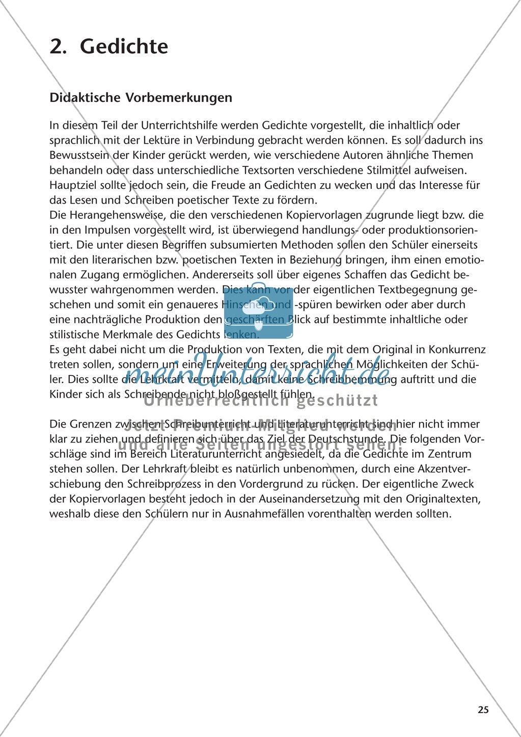 Didaktische Vorbemerkungen und Impulse zur Behandlung von Gedichten im Zusammenhang mit dem Roman
