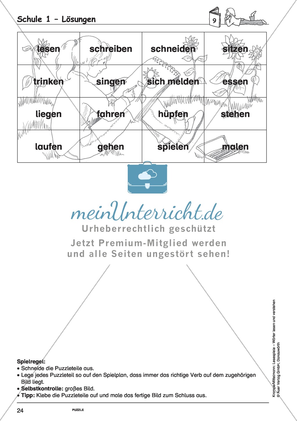 Einzelwörter mit Bild: Spielkarten + Lösung Preview 18